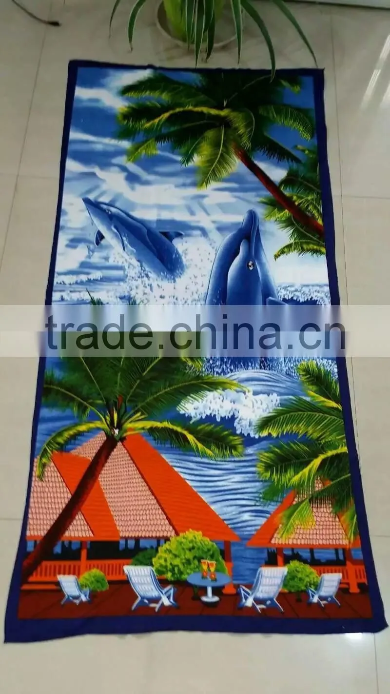 Ultra Absorbent Soft Microfiber Round prinited BeachTowel