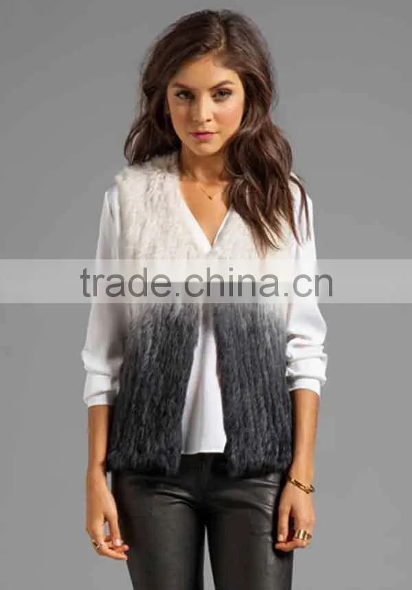 YR554 Fashion Women Short Style 1*1 Knit Rabbit Fur Vest Wholesale and Retail all Accept~Degrade~~