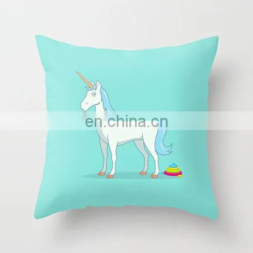 OEM Custom LOGO Colorful Cartoon Rainbow Unicorn Home Decor New Design Pillow Case Car Seat Cushion Cover