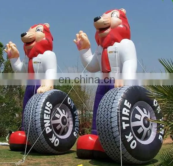 Giant inflatable tire fox,inflatable cartoon for tire advertising
