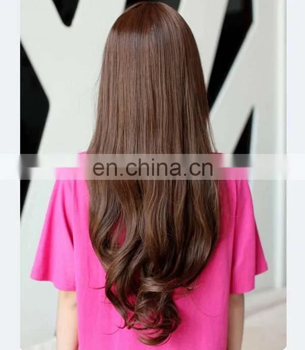 Long curly wig fluffy wigs neat bang pear volume wigs