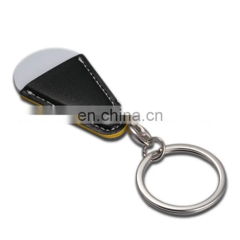 Competitive Price Black PU Leather Keychain,Metal Keyring, Key Holder Souvenirs