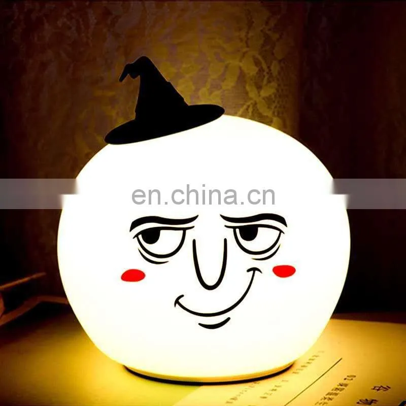 Halloween lights baby night lights for kids pumpkin lamp Jack-O-Lantern rechargeable silicone pat light