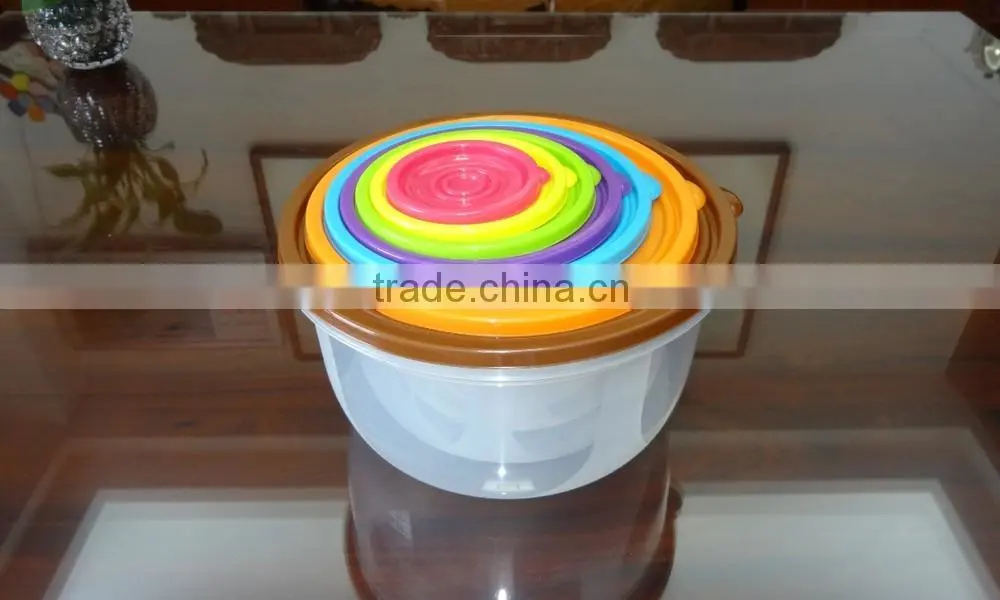 Hot selling 7 pcs set round plastic food storage container / food storage box