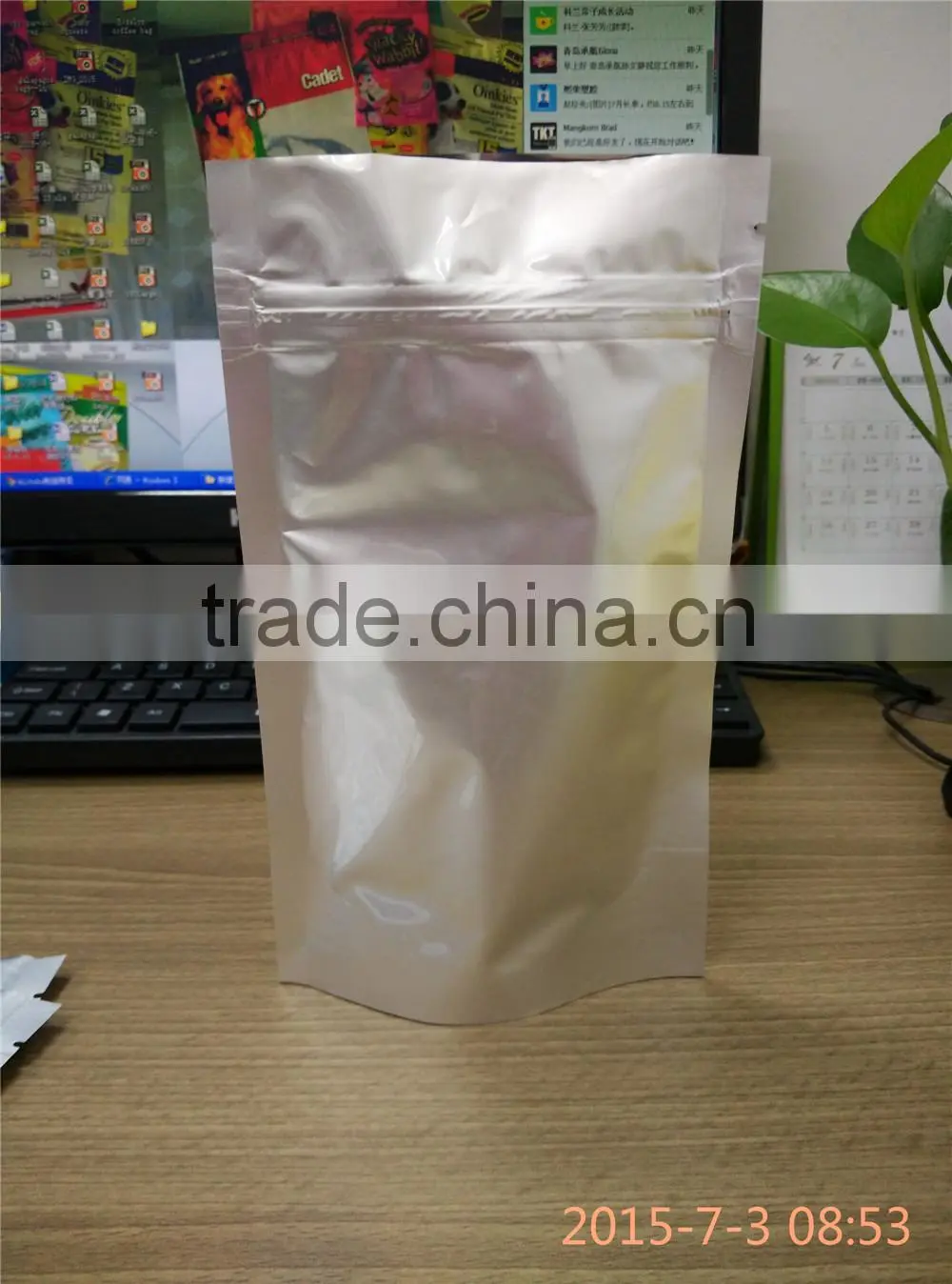Plastic aluminum foil stand up zipper bags for food packaging