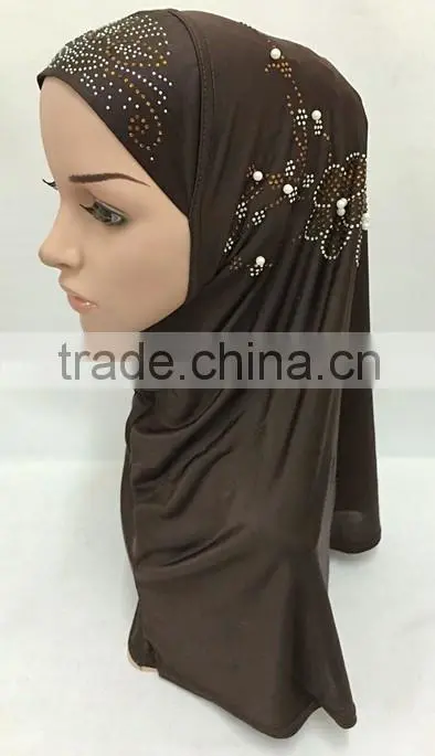 2016 Fashion modern flower hijab pearl