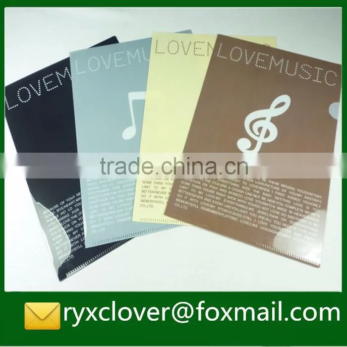 Customized design L shape plastic colorful file folder