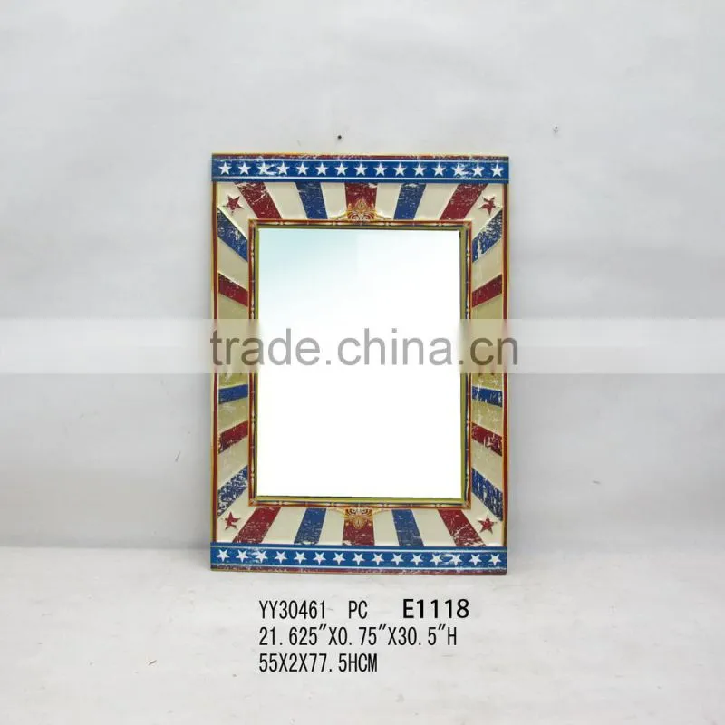 vintage rectangle shape metal mirror, wall mirror