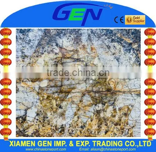 white mix blue and yellow granite slab