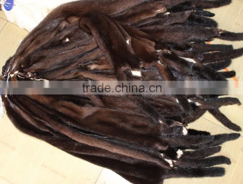 Cheap Price Luxury raw Real Mink fur Pelt black Coffee Natural fur plate