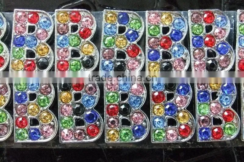 Wholesale Zinc Alloy 10mm Mixed Color Colorful Rhinestones Slide Letters