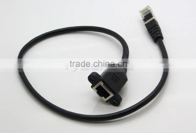 30CM 0.3M RJ45 Male to Female Screw Panel Mount Ethernet LAN Network Extension Cable