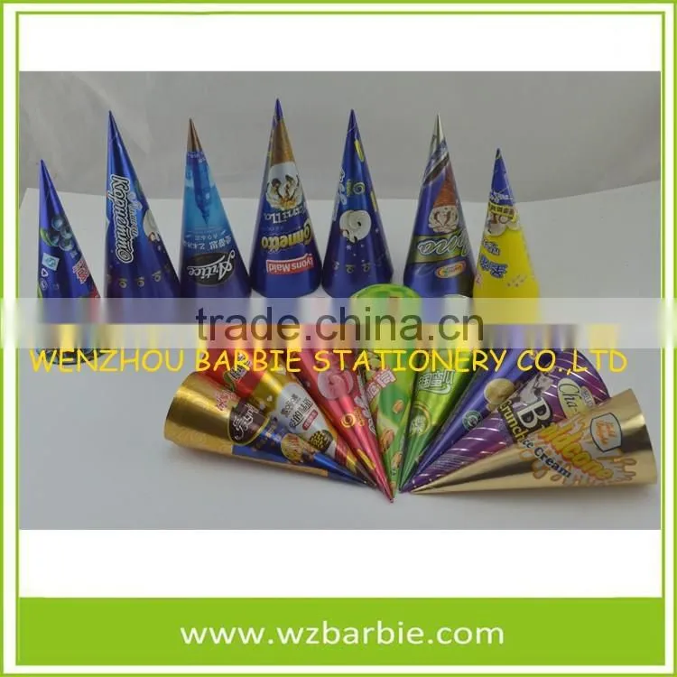 Paper Cone Sleeves With Aluminum Foil Coat For Ice Cream