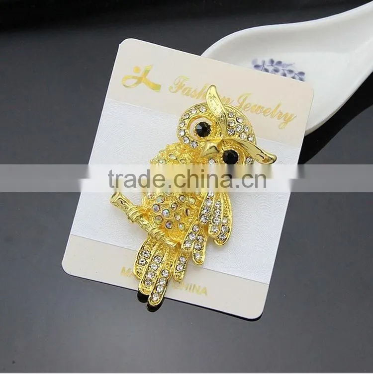 Alibaba Girls Jewelry Owl Brooch Animal Crystal Brooch Latest New Design