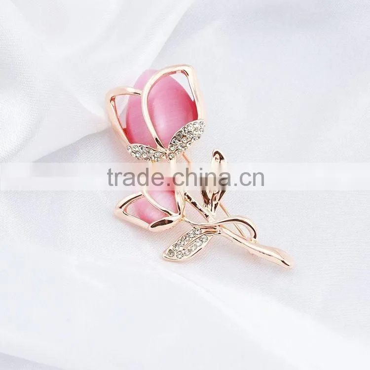 2016 Popular Clothing Alloy Plating Dumb Gold Leaf Flower Brooch Tulip For Men And Women Are Optional
