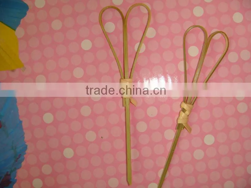 120mm natual green-yellow bamboo heart shape food picks