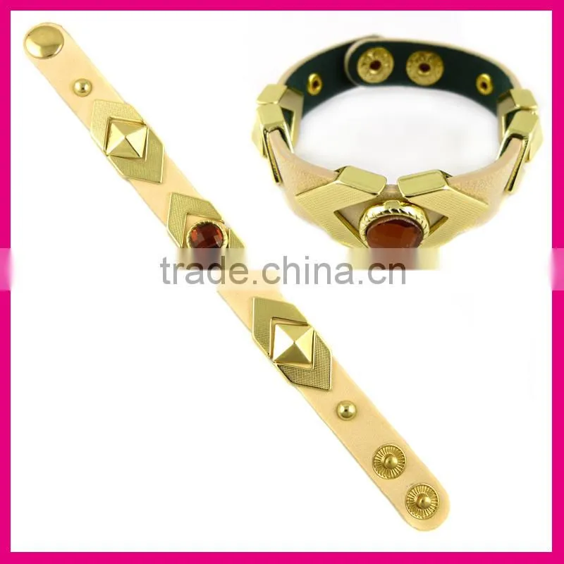BR5015-3(1)gold leather bracelet wholesale alibaba gold member