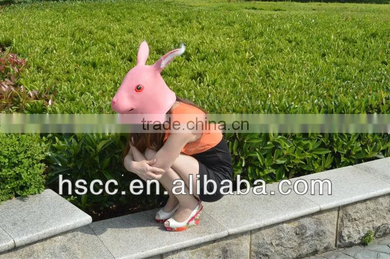 Adult Full Head Rubber Animal Mask Bunny Rabbit White