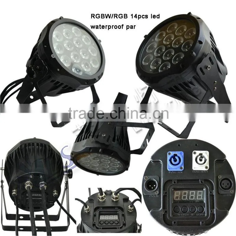 14pcs led par light RGB 3in1/RGBW 4in1 par DMX512 led wash par 64