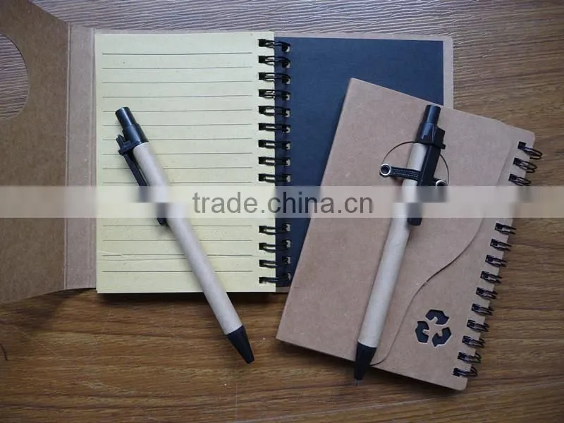 Promotion cheap and popular 140x90mm recycle notebook with pen