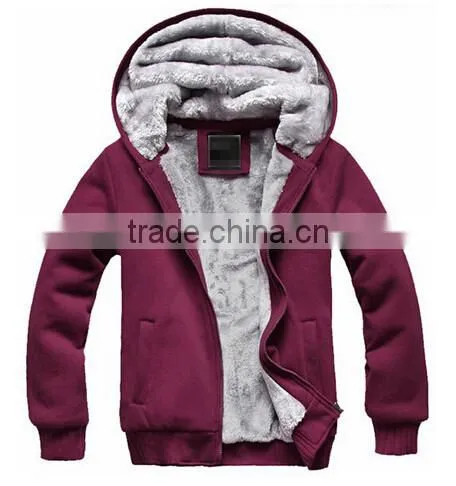 New Thick Velvet Hooded Zip Coat Hoodies men winter jackets