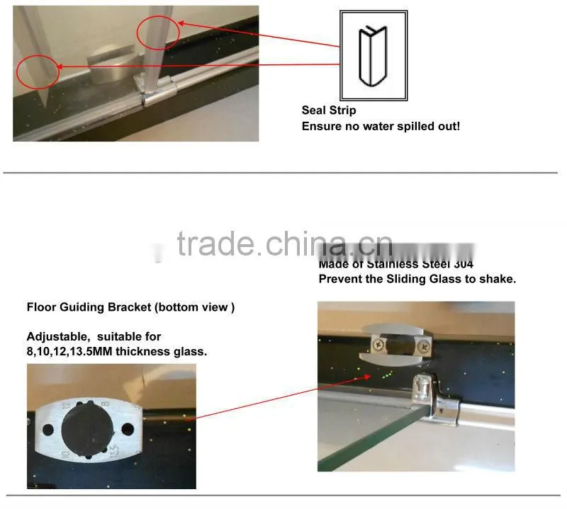 8mm sliding door portable big roller Shower Room