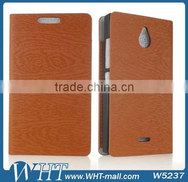 Mobile Phone Case For Nokia X2 Wooden Skin Leather Wallet Case