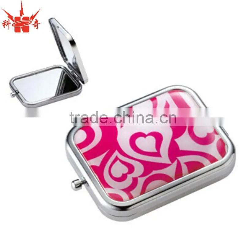 Luxury Oval Silver Pocket Mirror With Push Button Clasp Mirror