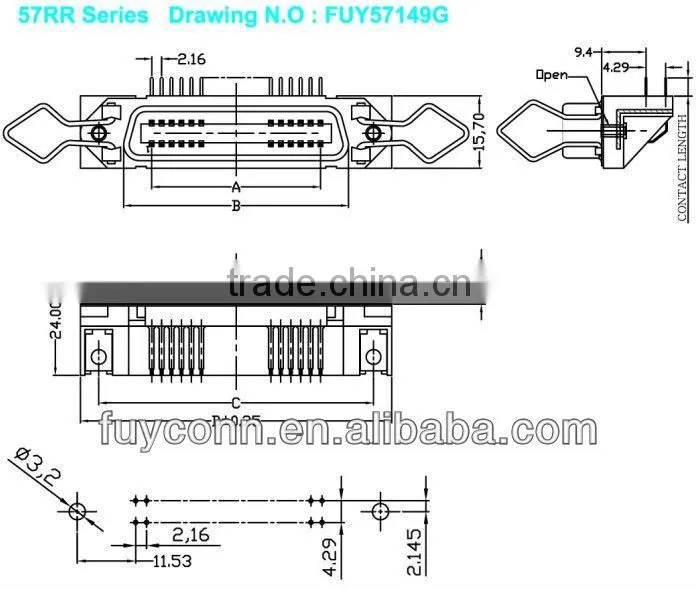 Soler DIP Type 57LE Amphenol Right Angle PCB Mount Header connector 50 Way Female Receptacle