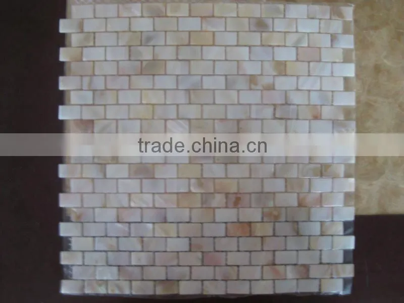 Natural color china river mother of pearl mosaic with brick pattern for interior wall