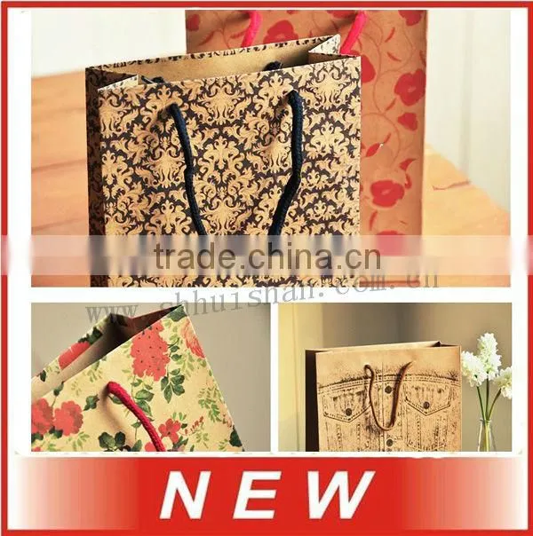kraft paper bag,gift bag,packing bag,flower print,various design