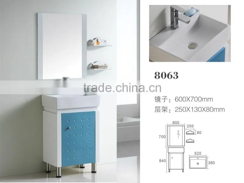 8063 Ceramic Counter top Cabinet Basin thin edge basin Bathroom Sink PVC Cabinet