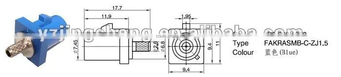 FAKRA male, SMB plug for RG174