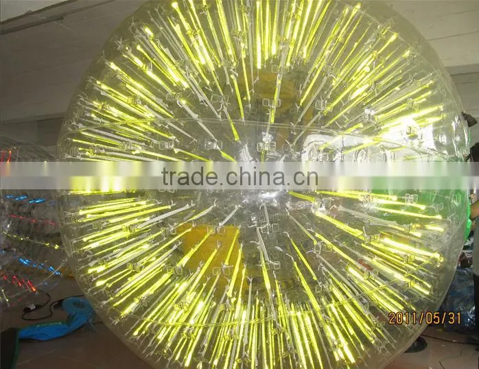 inflatable zorb ball with shinning ropes, safety door and safety belt