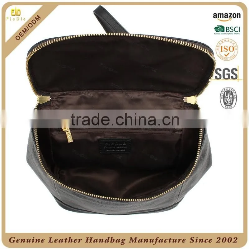 CSS1663-001 Good quality cow leather high school backpack bag Black traveling zipper bag Alibaba china multi-purpose backpack