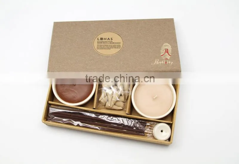 Special design scented candle set with ceramic bowl