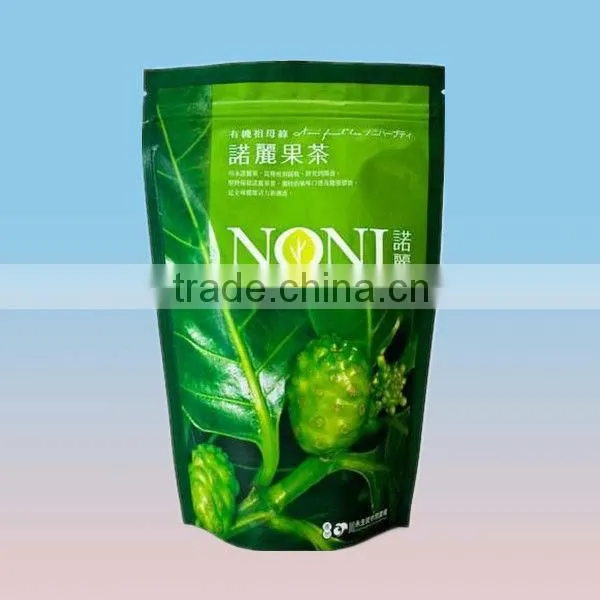 self-standing zipper plastic packaging bag for tea drinking
