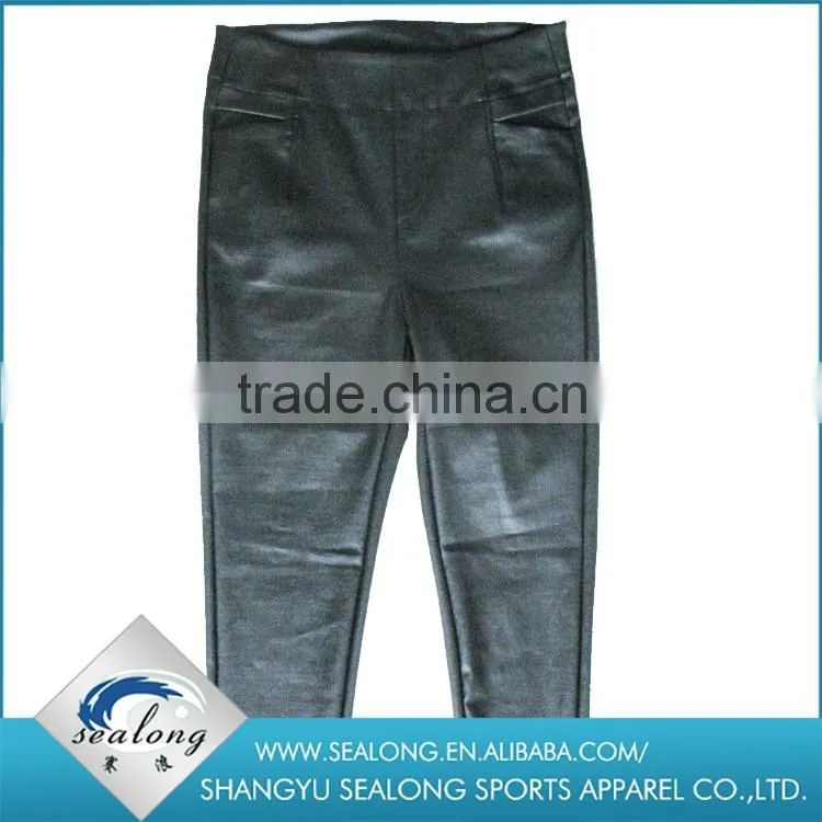 New fancy PU black women fashion pants designs with high quality