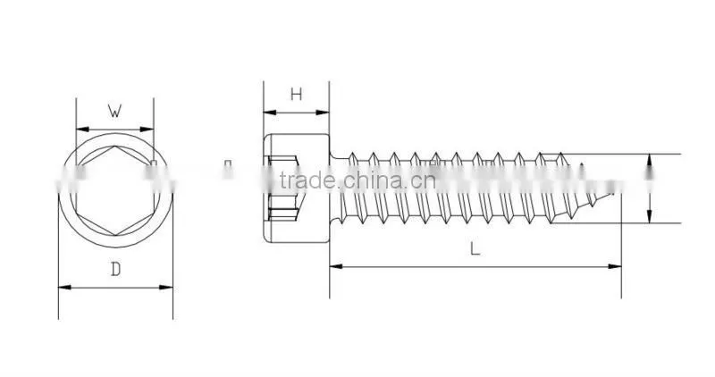 Hex socket stainless steel self tapping screws