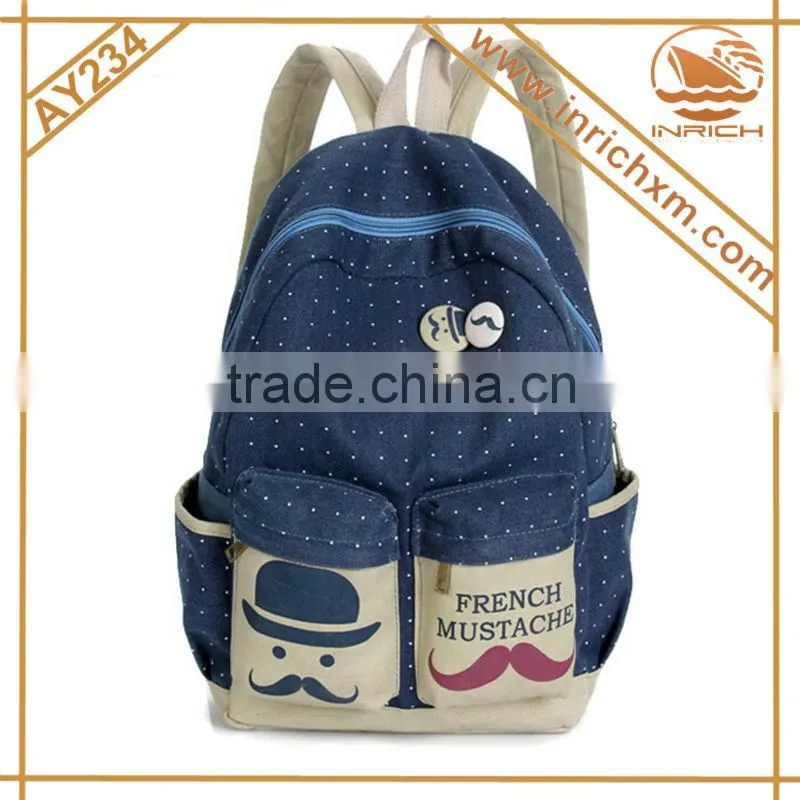 2014 Hot Sell Girls Backpack Satchel Canvas Cheap Rucksack