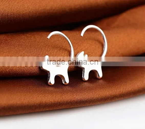 Lovely Jumping Cat Post Stud Earrings for Women