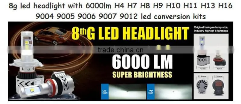 Super bright G8 6500K 6000LM 9007 led headlight bulb