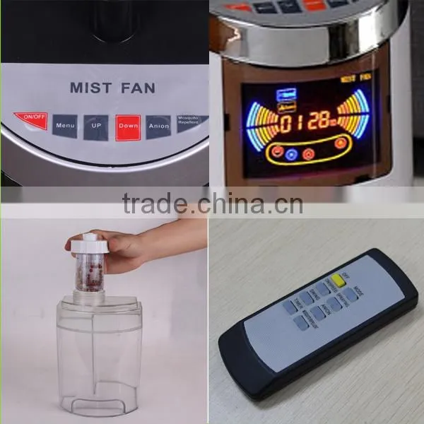 Home appliance misting fan with universal remote control