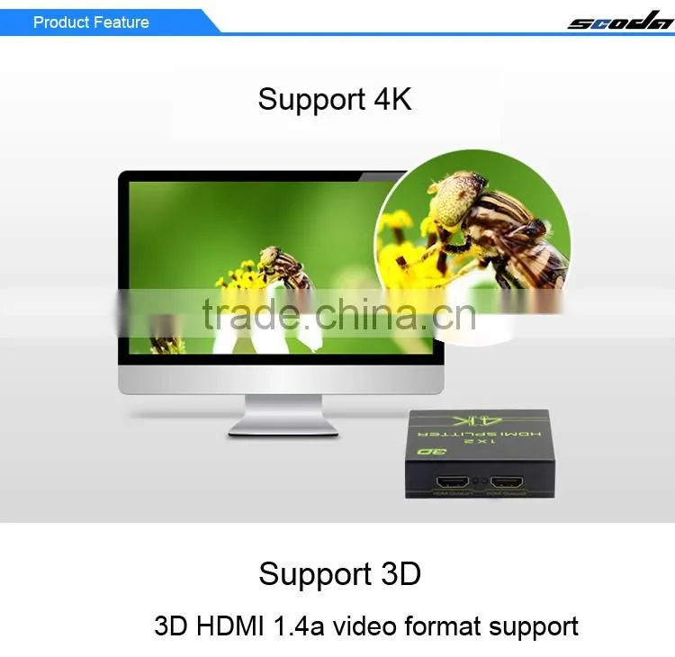 high speed mini 2 port HDMI splitter Converter 1x2 support 3D 1080P