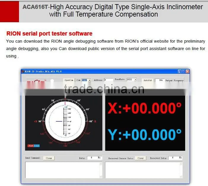 ACA616T Ultra Precision Single axis Slope Meter With Digital Output (RS232/RS485/TTL Optional) High Resolution 0.001deg