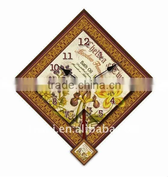 wall clock with swinging pendulum
