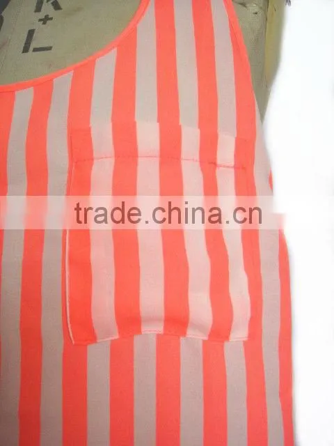 Sleeveless Neon Printing Chiffon Ladies Tank Top