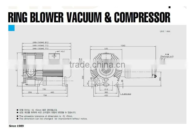 German, USA,Japan Imported Air Ring Blower from Korea