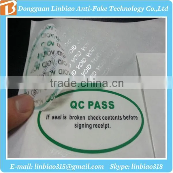 Printing Anti Fake Brand Protection Void Eco-Friendly Label