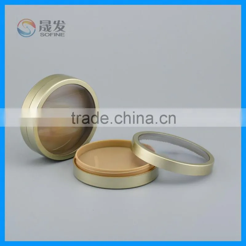 Screw cap cosmetic compact powder case with window